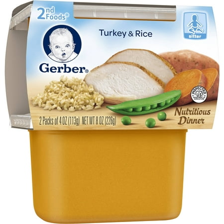 Gerber 2nd Foods Turkey & Rice Baby Food, 3.5 oz (Pack of 4) - Walmart.com