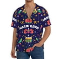 thumbnail image 3 of KLL Happy Mardi Gras Print Men's Shirt Short Sleeve Button Down Summer Cuba Beach Shirts- 4X-Large, 3 of 7