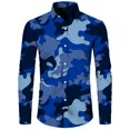 thumbnail image 3 of Camisa de primavera y otoño más nueva para hombre, camiseta de manga larga con estampado 3D de camuflaje, camisa informal con cuello vuelto y botones, camiseta para hombre y mujer, 3 of 5