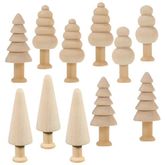 Raindrops Handcraft Accessory Wood Christmas Trees Wood 12pcs