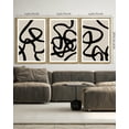 thumbnail image 5 of SHENIFY large 24x36in3pcs Natural Framed Black Lines Abstract Wall Art Ink Wash Minimalist Canvas Painting Artwork, 5 of 6