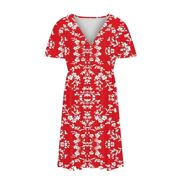 Sexy Geometric Print Flounce V Neck A Line Dresses Sexy Geometric Print Flounce V Neck A Line Dresses