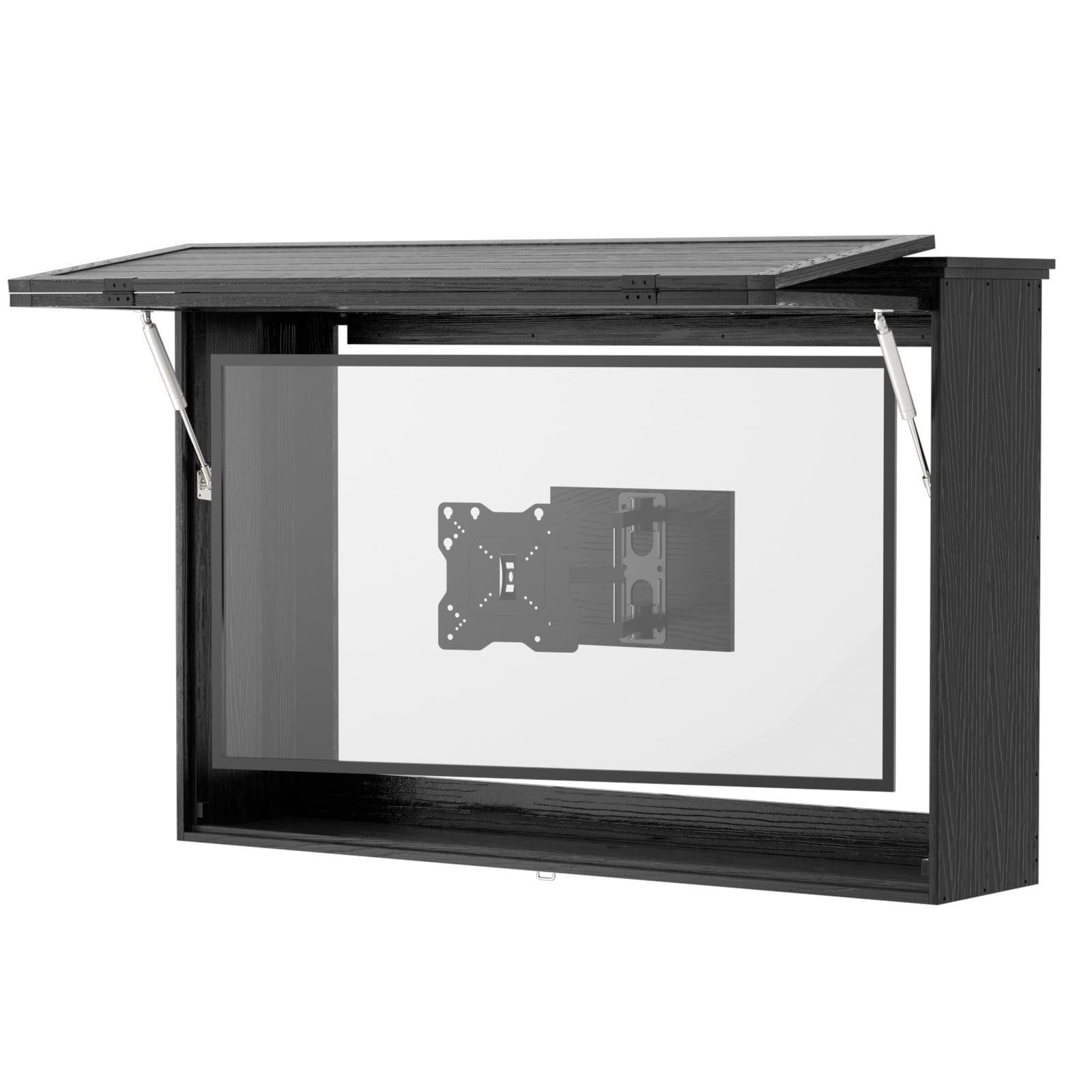 GDLF Outdoor TV Enclosure, 43-Inch Solid Wood Weatherproof TV Cover with Heavy-Duty Single-Arm Mount (Fits 32-43 inch), Black