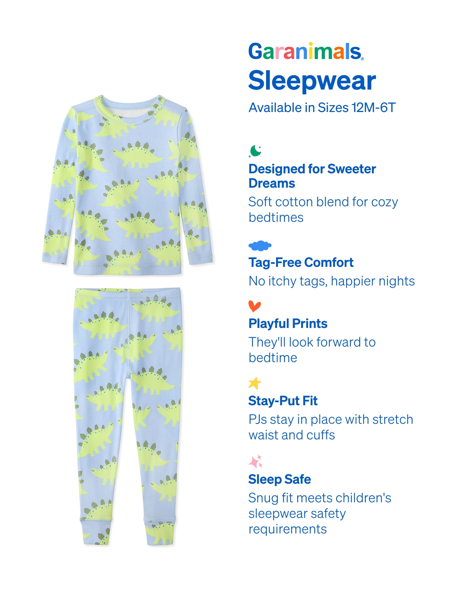 Garanimals Baby & Toddler Pajama Sets, 2-Piece & 6-Piece, Sizes 12M–6T