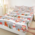 thumbnail image 3 of Feelyou Santa Claus Twin Sheet Sets for Teen, Kawaii Cartoon Penguin Twin Fitted Sheet, Merry Christmas Flat Sheet, Breathable Home Decor, 3-Piece, 3 of 7