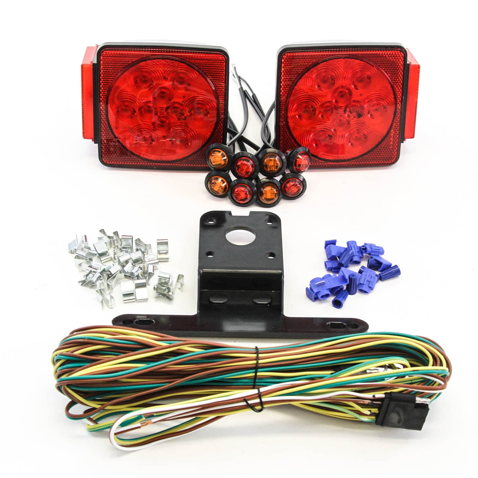 Red Hound Auto LED Submersible Square Light Kit Trailer 80 inches & 4