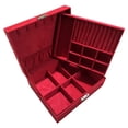 thumbnail image 3 of 2 Layers Jewelry Organizer Box Display Storage Case with Lock Suede Portable Leather Jewelry Box for Storing Watch, Earring, Ring, Chain, Bracelet Red, 3 of 6