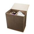 thumbnail image 2 of Villacera Two-Sided Folding Hamper – CanvasLaundry Basket with Lid, Brown, 2 of 8