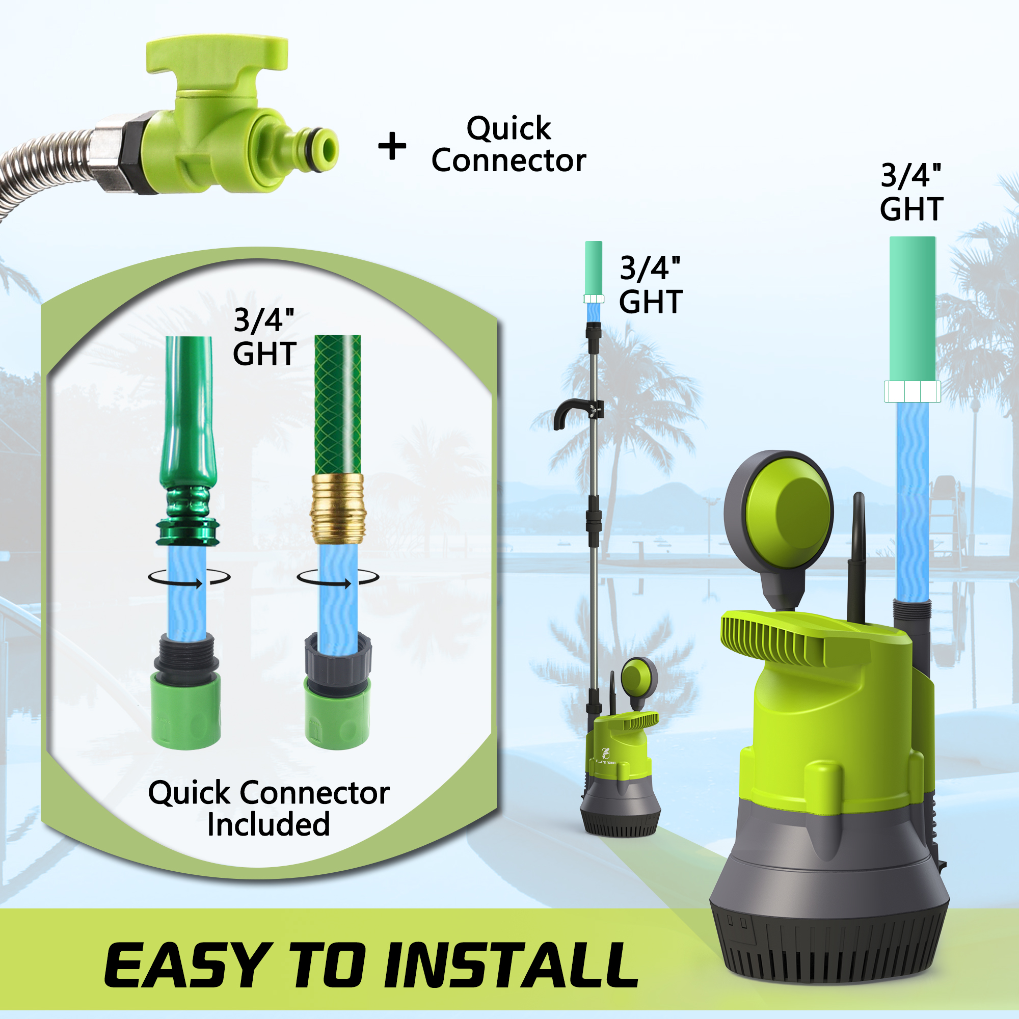 Fluentpower 1/2HP Submersible Water Butt Pump, Rain Barrel Pump 1050 GPH with Float Switch and 26ft Cable, Drainage Water for Rain Barrel, Ponds, Pools, Cellars and Hot tub
