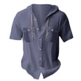 thumbnail image 2 of 2025 Cardigan à Capuche Décontracté en Lin pour Hommes - Manches Courtes, Coupe Ample, 2 of 4