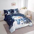 thumbnail image 3 of Manfei Cartoon Christmas Snowman 7-Piece Bedding Comforter Set,Merry Xmas King Bedding Sets,White Blue Bed Sheets For Kids,Super Cozy Room Decor Reversible, 3 of 8