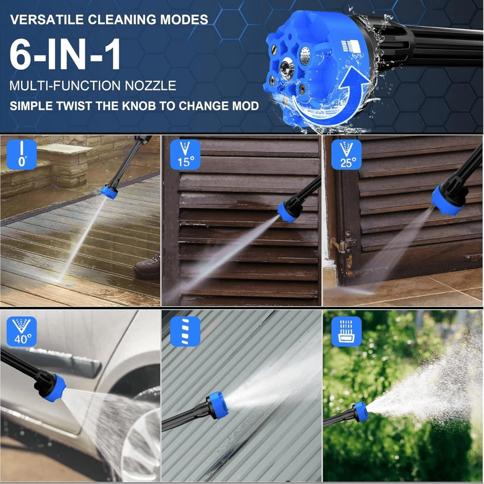 Azzunox 850PSI Cordless Pressure Washer, 4000mAh Powerful Washer Cannon with Brushless Motor, 6-in-1 Adjustable Nozzle, Portable Power Cleaner for Car, RV, Boat & Yard