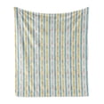thumbnail image 1 of Tribal Soft Flannel Fleece Throw Blanket, Vertical Stripes with Feather Motifs Bohemian, Cozy Plush for Indoor and Outdoor Use, 70" x 90", Champagne Sky Blue Camel, by Ambesonne, 1 of 5