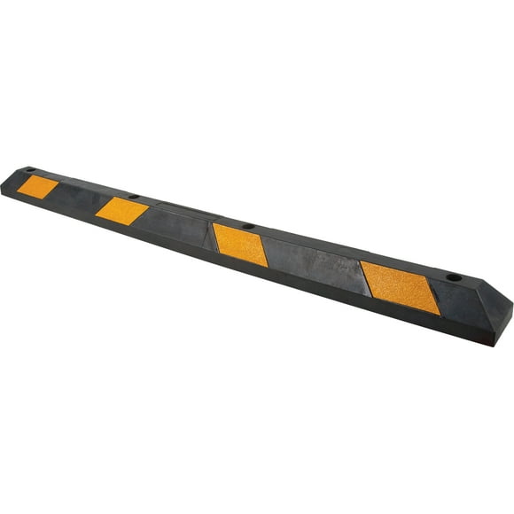 Zenith Safety Products Parking Curb, 100% Recycled Rubber, 6-ft Length, 6-Inch Height, Black w/Yellow Reflectors