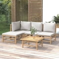 thumbnail image 1 of vidaXL 5 Piece Garden Lounge Set with Light Grey Cushions Bamboo, 1 of 5