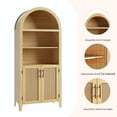thumbnail image 6 of Juiluna Arched Bookcase with Doors - 5 Tier Open Display Shelf with Rattan Decor, Modern Bookshelf Storage Cabinet for Home Office Living Room Library, Natural, 6 of 8
