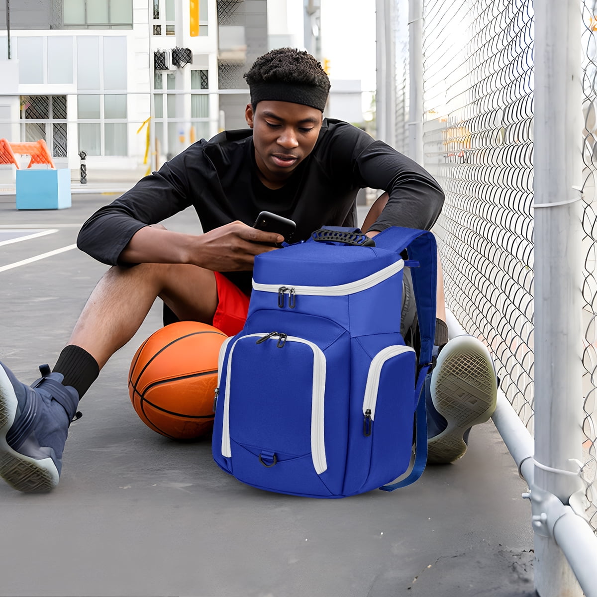 Sports Bag for Basketball, Soccer & More Basketball Backpack with Ball Holder & Shoes Compartment