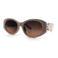 thumbnail image 4 of Womens Oversized Oval Mod Luxury Fashion Plastic Sunglasses Beige - Brown, 4 of 8