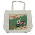 thumbnail image 1 of Vintage Shopping Bag, Scooter Motorbike Summer Travel Italian City Sight Hipster Enjoy Ride Illustration, Eco-Friendly Reusable Bag for Groceries Beach and More, 15.5" X 14.5", Cream, by Ambesonne, 1 of 2