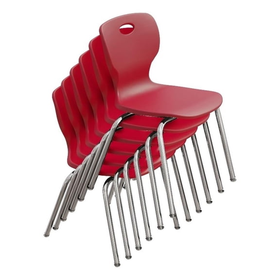 Correll CSC 16" Classic Metal/Plastic Stacking Student Chair in Red (Set of 6)