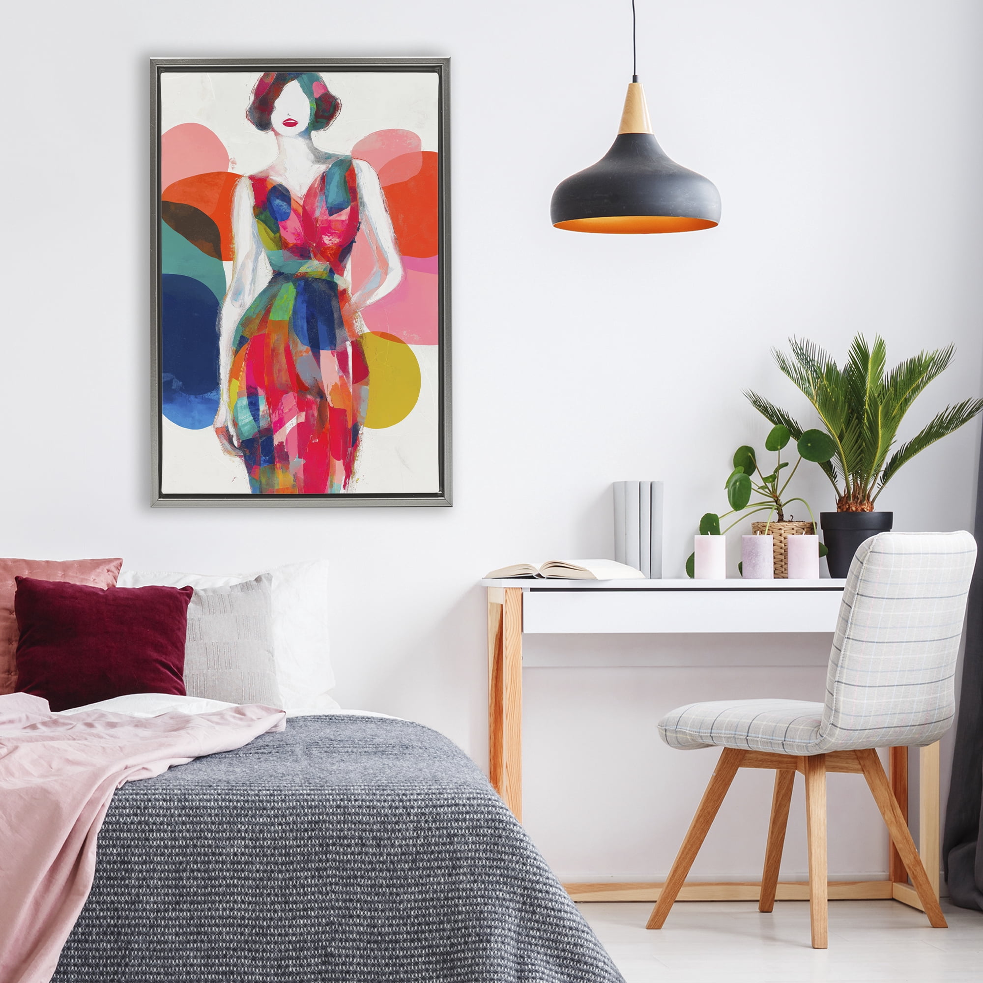 Stupell Industries Deco Fashion Woman Gray Framed Floater Canvas Wall Art, design by Chromatic Storm Studio
