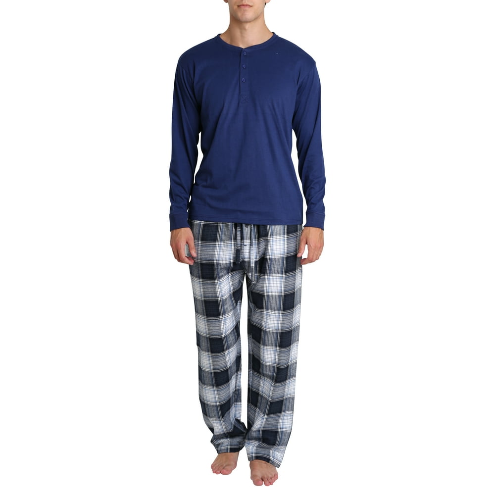 Adult Men's Flannel Pajama Jammies Big Tall Pant Long Sleeve Cotton Button Down PJ Shirt Set