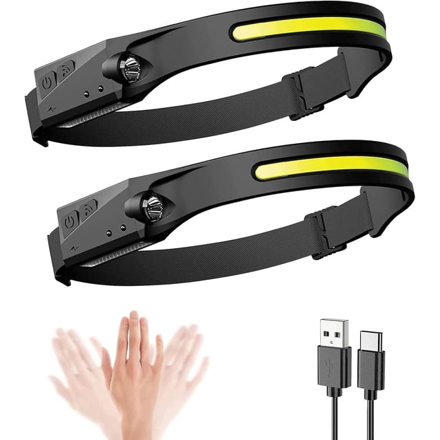 Sensor de movimiento para faros delanteros, 230°, LED recargable, 2 unidades, color negro