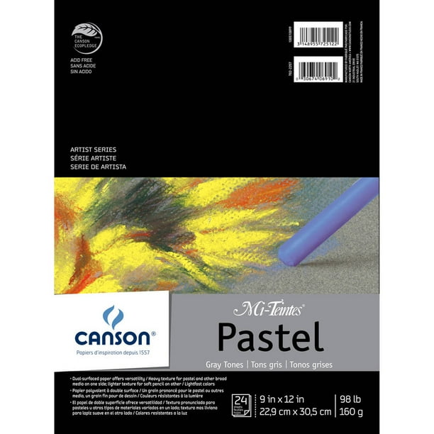 Canson MiTeintes Pastels Paper Pad, 9" x 12", Gray Tones, 24 Sheets