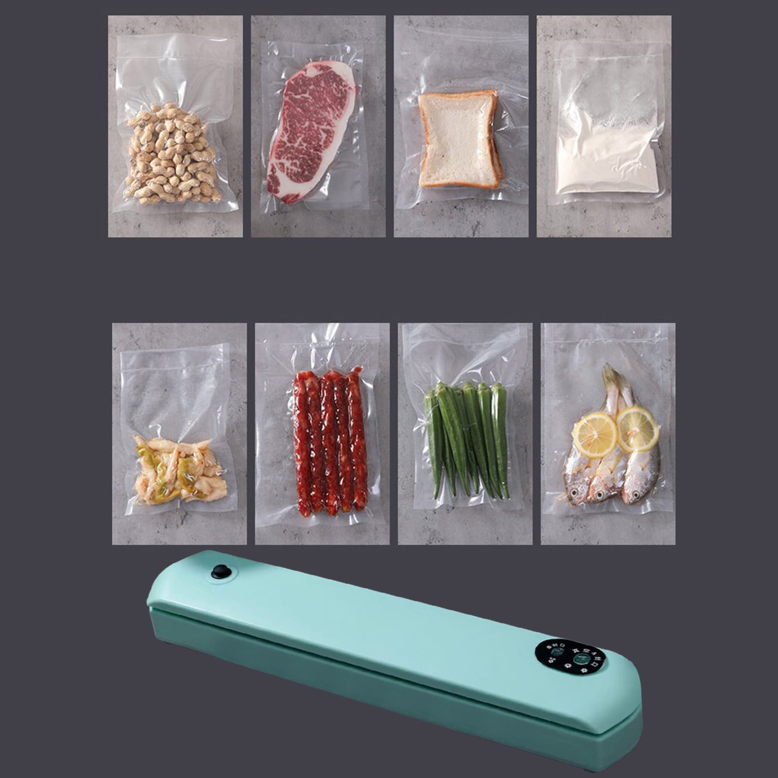 Tuphregyow Automatic Food Vacuum Sealer Machine Freshness with Sealing Packing System Perfect for Sous Vide, Food Preservation, and Storage Blue