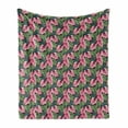 thumbnail image 1 of Monstera Soft Flannel Fleece Throw Blanket, Exotic Leaves Graphic Tropical Vibes Hawaiian Aloha Repetition Art, Cozy Plush for Indoor and Outdoor Use, 50" x 70", Hot Pink and Fern Green, by Ambesonne, 1 of 6