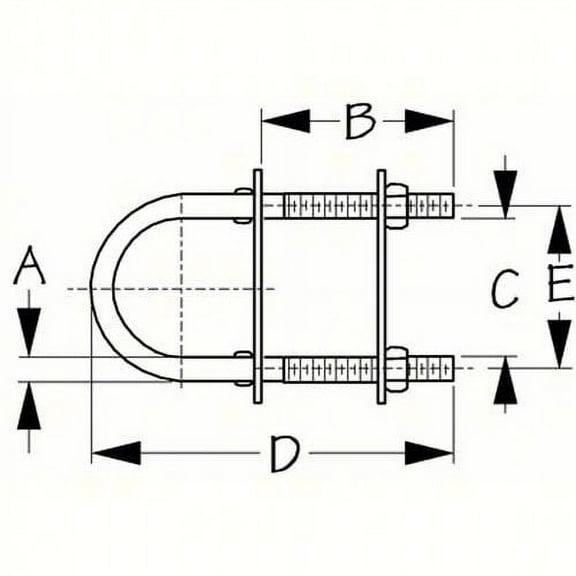 New U-bolt - Stainless Steel sea-dog Line 080253-1 3/16" x 1-3/8" x C 1" D 2-9/16" E 1-3/16"