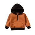 thumbnail image 1 of Gibobby Sudadera con capucha para niños pequeños Invierno Manga larga Bolsillo a juego con media cremallera Sudadera con capucha Tops(Naranja, 3-6 Meses), 1 of 4