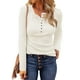 thumbnail image 1 of Neewe Womens Crew Neck Long Sleeve Buttons Tops Fall Tshirts Tee Basic 2026 Blouse Loose Fit Tops Daily, 1 of 4
