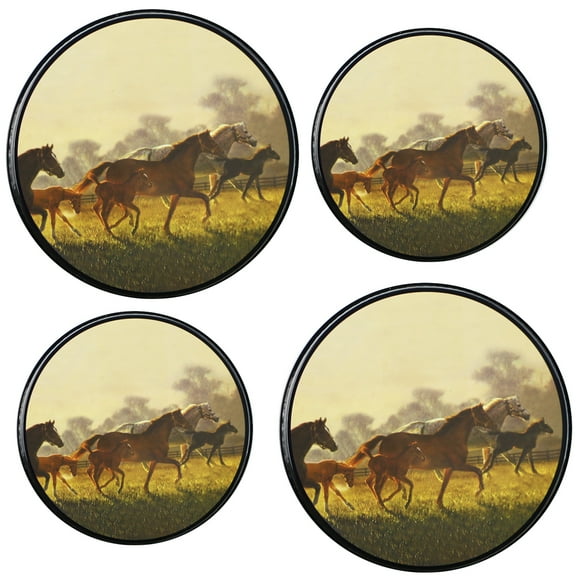 Round Electric Stovetop Burner Cover Set of 4, Horses