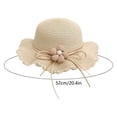 thumbnail image 2 of Hyknon Summer Straw Hat for Kids Girl, Floppy Wide Brim Summer Straw Hats with flower, Foldable UV Protection Cap with Floppy lace, Packable Beach Hats for Vacation Garden Pool Travel, White, 2 of 6