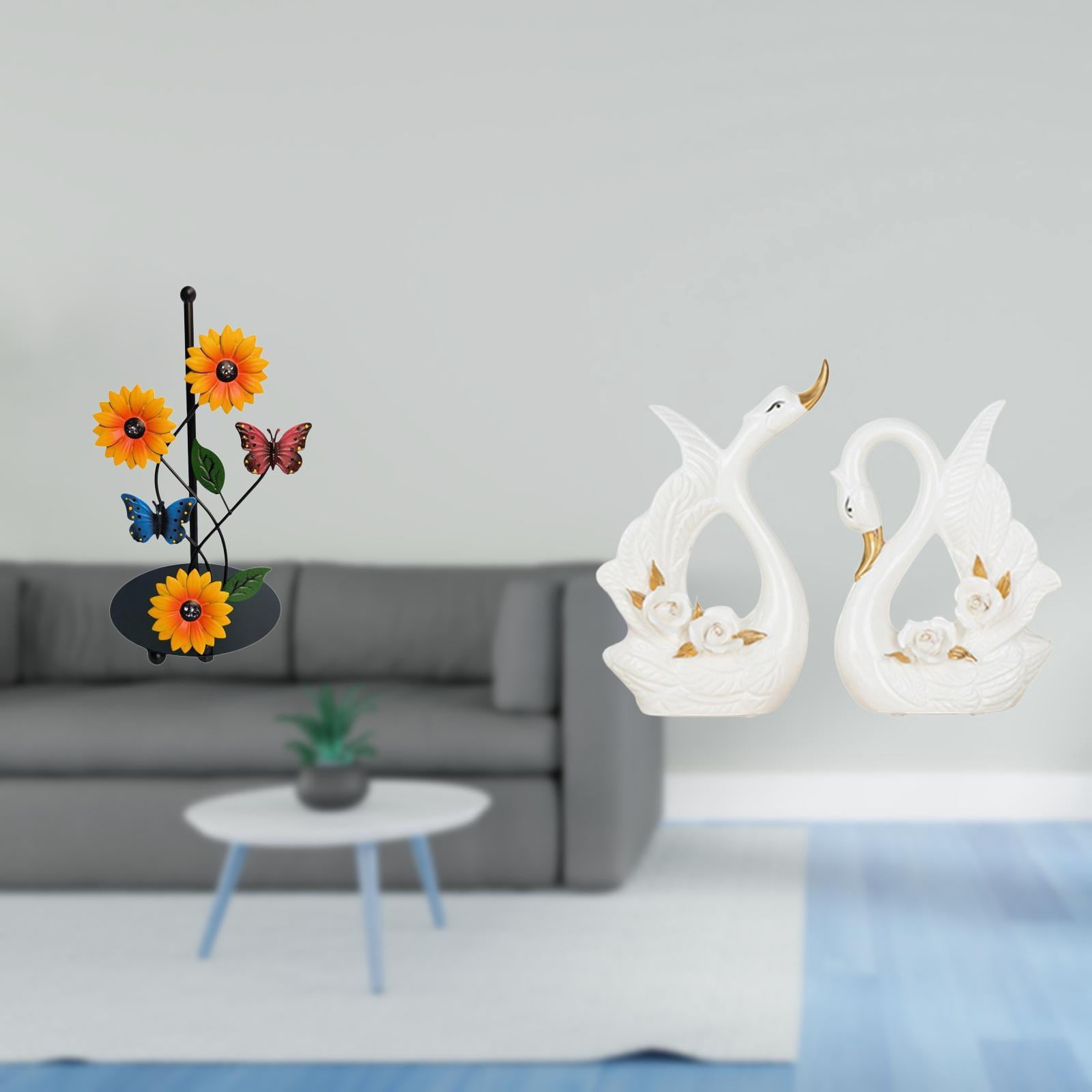 Fiocias Elegant Swan Paper Towel Holder Dispenser Non Slip Vertical Tissue Rack Ceramic Animal Sculpture Desktop Ornament for Home Bookshelf Cabinet