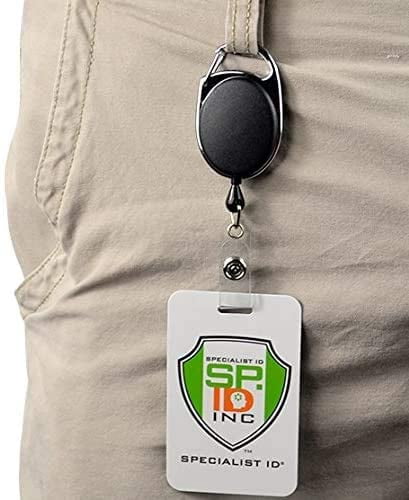 2 Pack - Specialist ID Premium Retractable Badge Reels with Carabiner Belt Loop Clip and ID Holder Strap by Specialist ID (Solid Black)