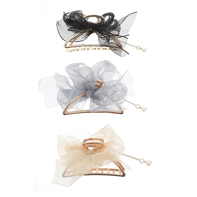 3 pinzas para el pelo decorativas con lazo, de metal, accesorios de moda.