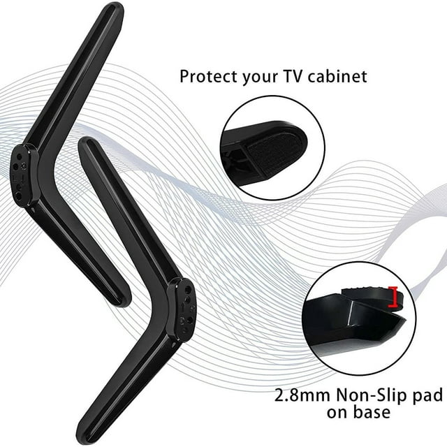 Soporte universal negro para TV con tornillos, soporte de mesa para Smart TV, espaciado entre orificios de 17-20 mm, soporte de suelo para televisores LED/LCD de 32/40/49/50/55 pulgadas.
