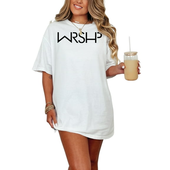 Minimalist WRSHP Design Graphic Worship, Christian, White Comfort Colors T-Shirt, Small