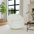 thumbnail image 2 of HomePop Round Swivel Accent Chair, White Sherpa, 2 of 8