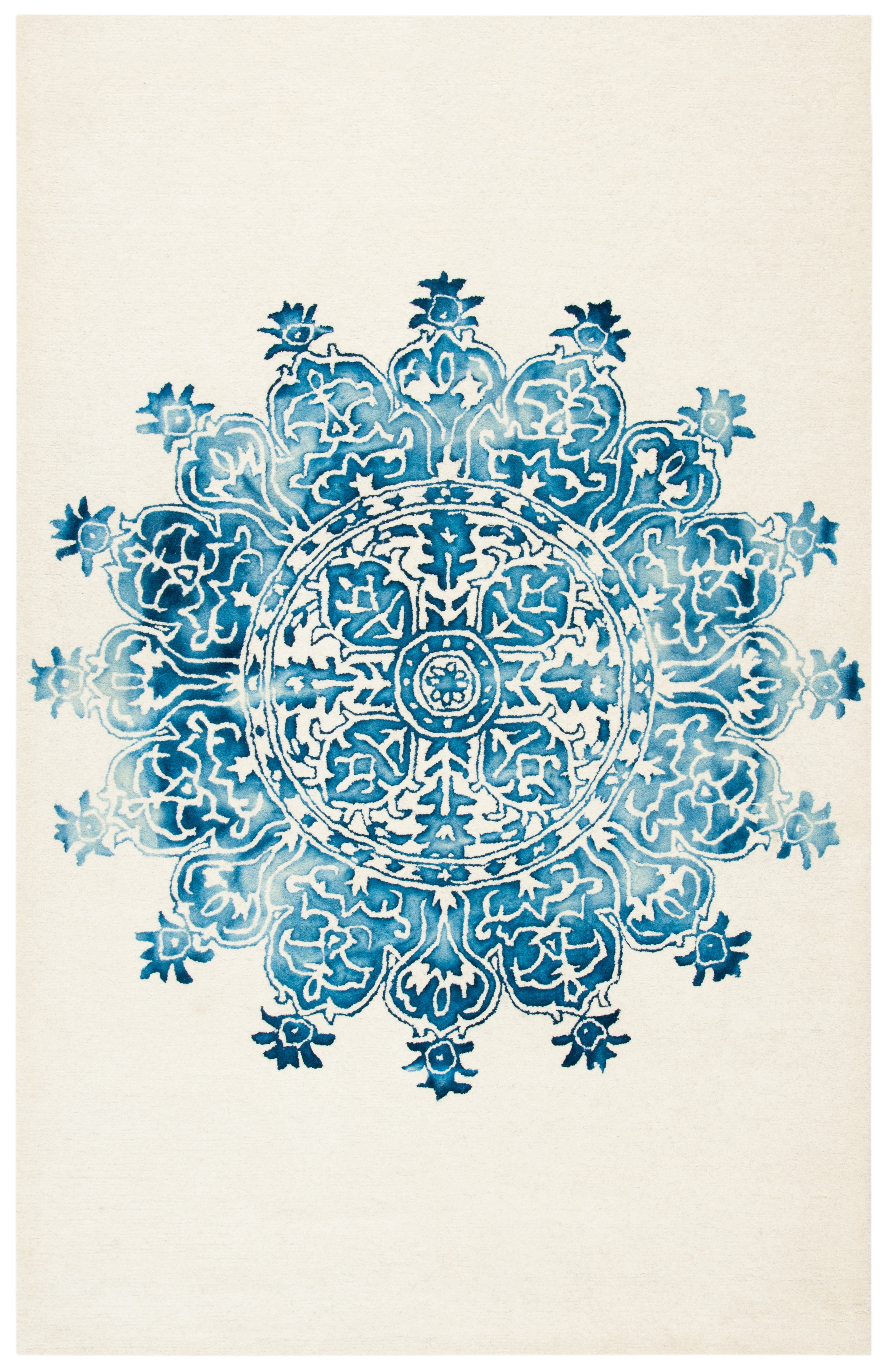 Safavieh Dip Dye Jasmyn Floral Wool Area Rug, Ivory/Blue, 5' x 8'