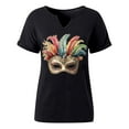 thumbnail image 6 of Craaazy Mardi Gras Shirts for Women Short Sleeve Casual Carnival Printed V-neck T-shirts Gifts, 6 of 6
