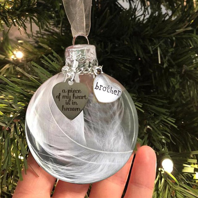 Adornos navideños Angel Feathers Ball Un pedazo de mi corazón está en el cielo Memorial Wmkox8yii gf9276