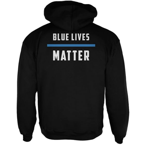 Police Blue Lives Matter Thin Blue Line Mens Full Zip Hoodie Black X-LG