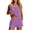 Purple, variant on Costeam Womens Contrast White Trim Spaghetti Strap 2 Piece Outfit Set Loose Sleeveless Tank Top and Pull On Shorts with Side Pockets Elastic High Waist Solid Color Casual Matching Loungewear Suit