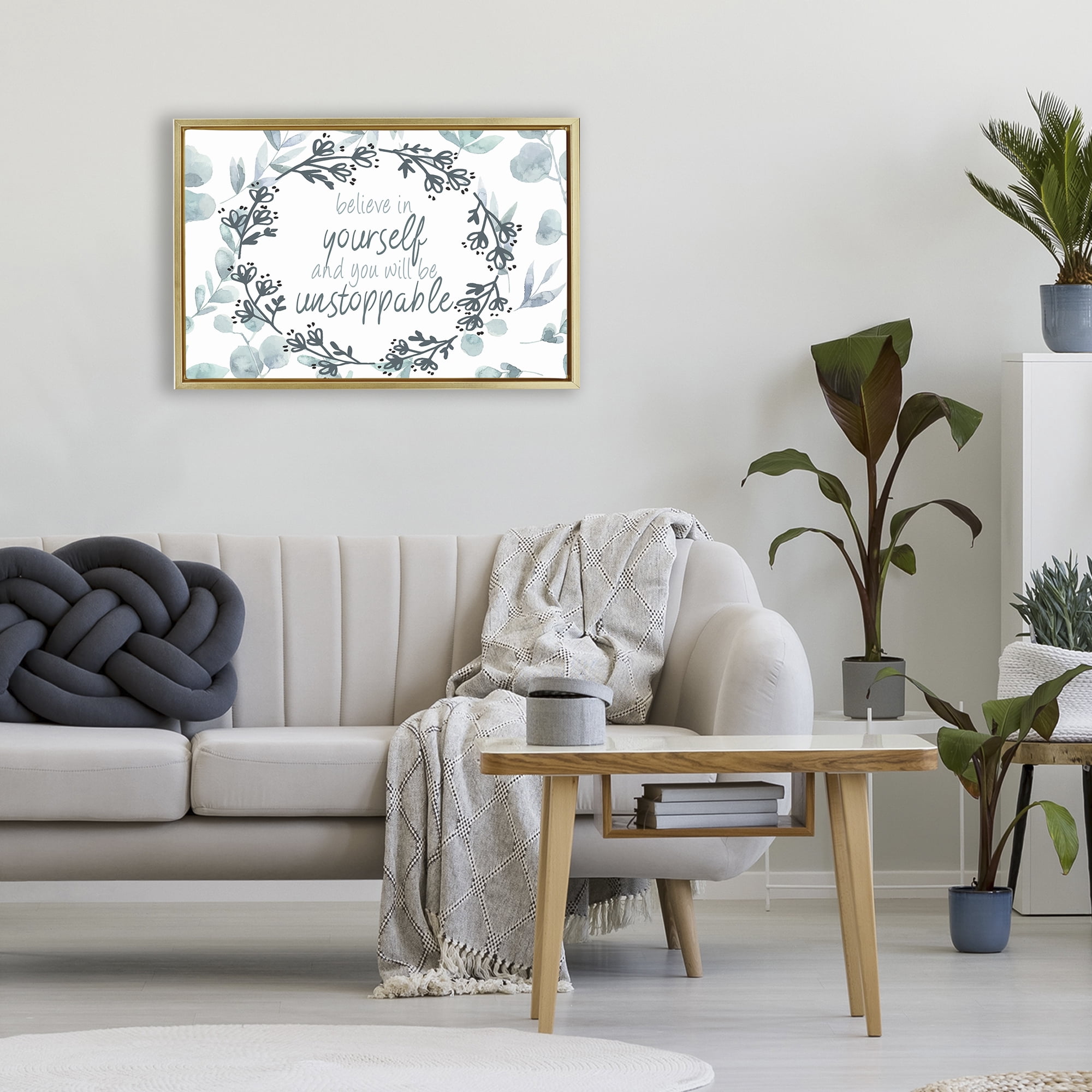 Stupell Industries You Will Be Unstoppable Gold Framed Floater Canvas Wall Art, design by Kim Allen