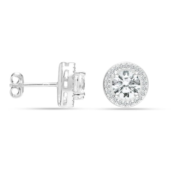 LeCalla 925 Sterling Silver Light-Weight Post Brilliant Round Cubic Zirconia Halo Earrings Gifts for Women and Teen 15MM
