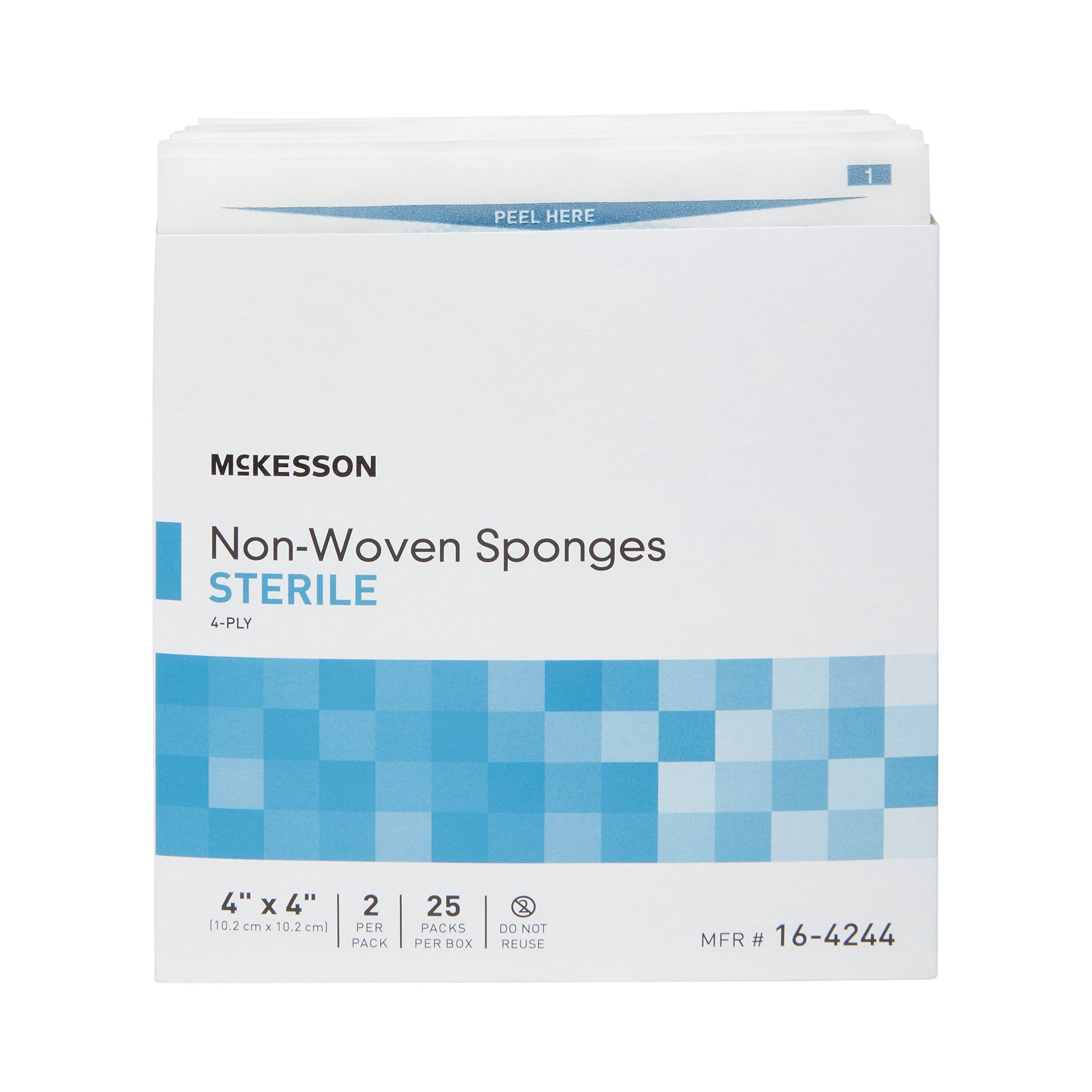 McKesson Non-Woven Gauze Sponges, Sterile Absorbent Wound Pad - 4 in x 4 in, 2 per Pack, 600 Packs, 1200 Total
