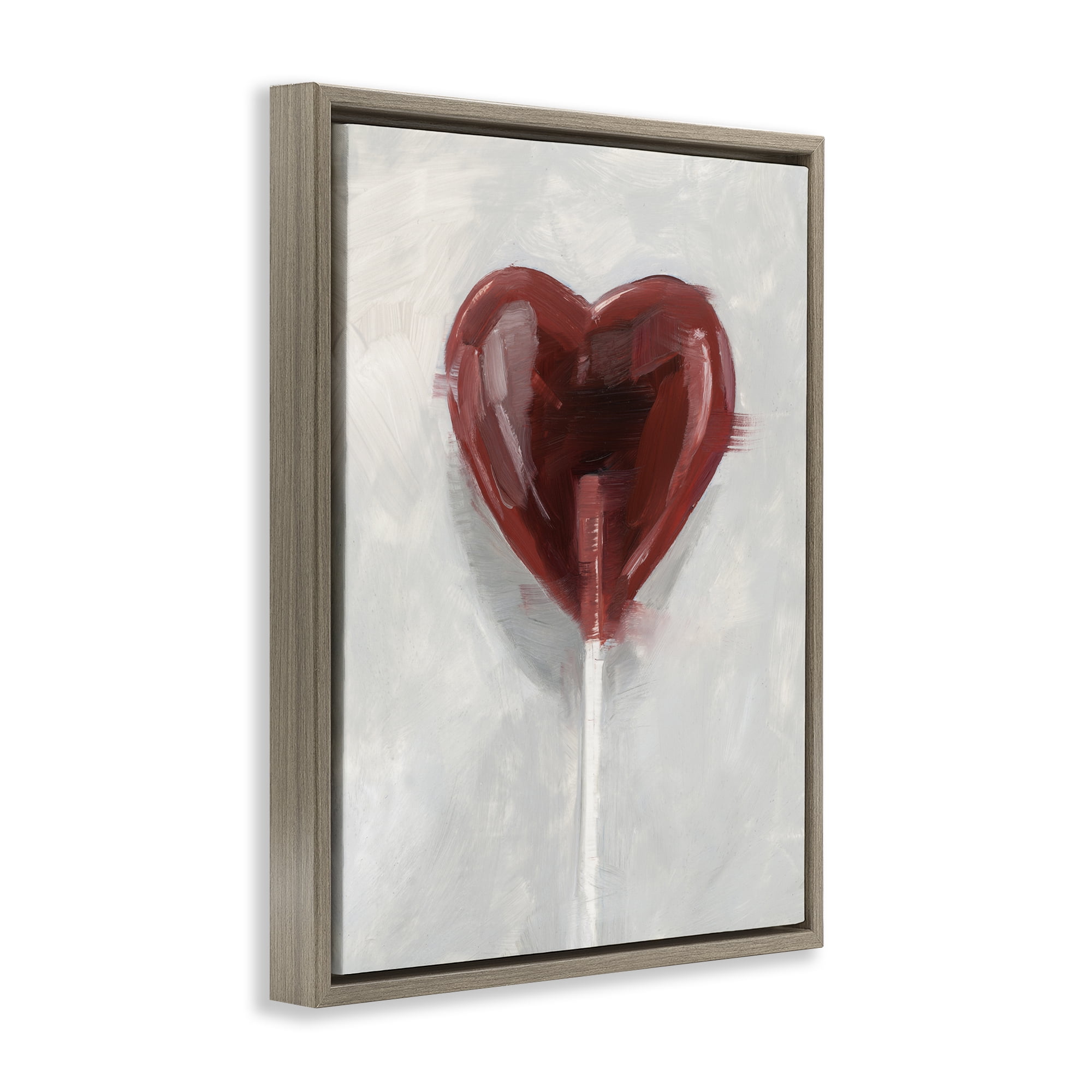 Stupell Industries Heart Shaped Lollipop Brown Framed Floater Canvas Wall Art, design by Ethan Harper